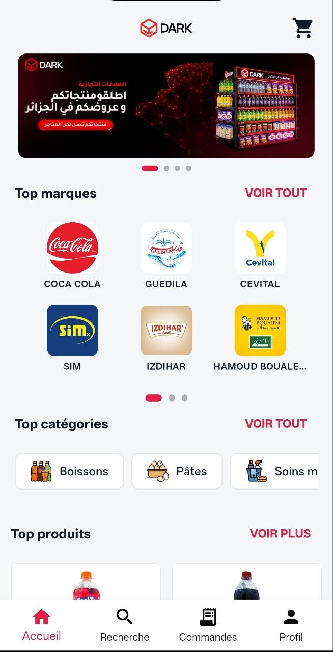 Aperçu de l'application Dark